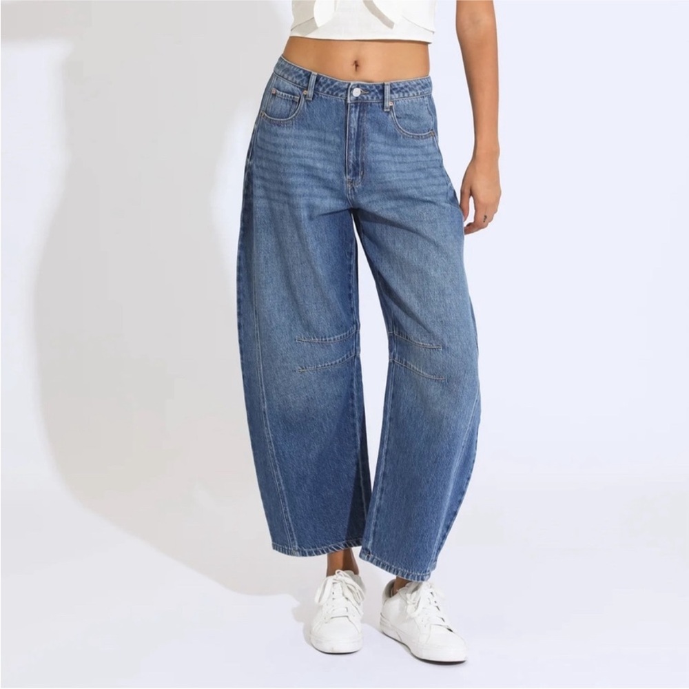 NWT Rewash Utility Barrel Cropped Jeans Size 30 Vintage Wash Blue Denim Cotton